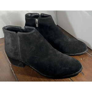 Antonio‎ Melani Black Suede Leather Ankle Boot Booties Silver Side Zip Heel 9 M